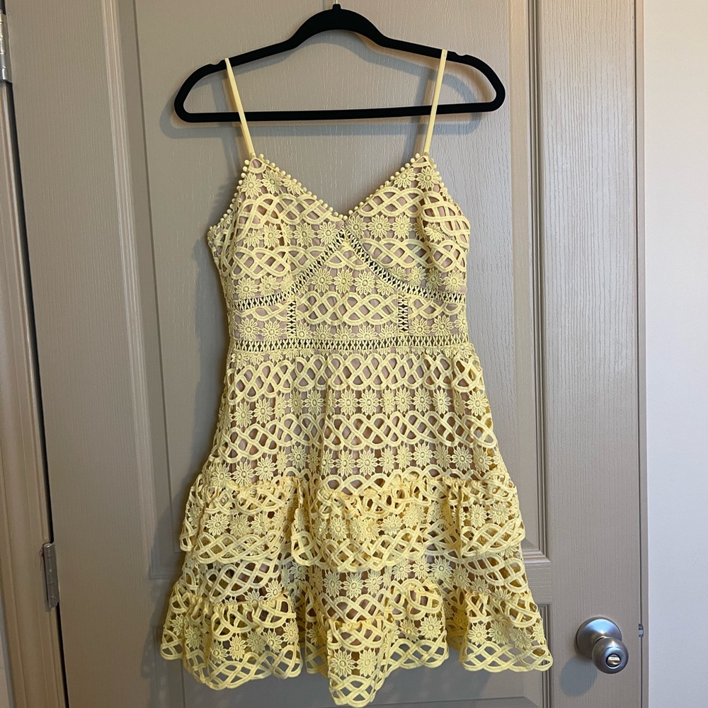 Lulus yellow crochet dress